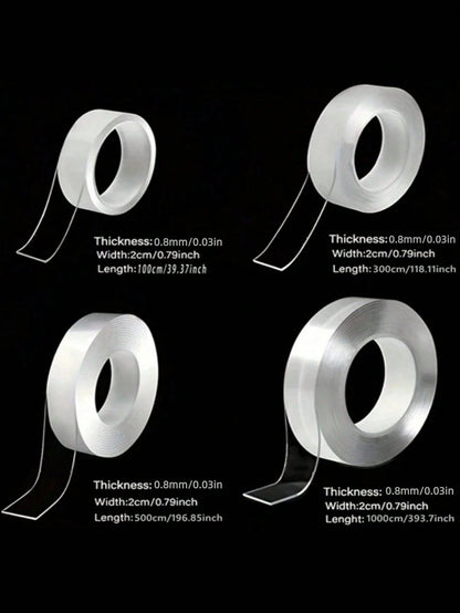 1 Roll Of Transparent Double-Sided Tape Reusable Strong Sticky Multi-Purpose Waterproof Transparent Double-Sided Tape- Suitable For Home, Kitchen, Office And Car Super Strong Double-Sided Tape Super