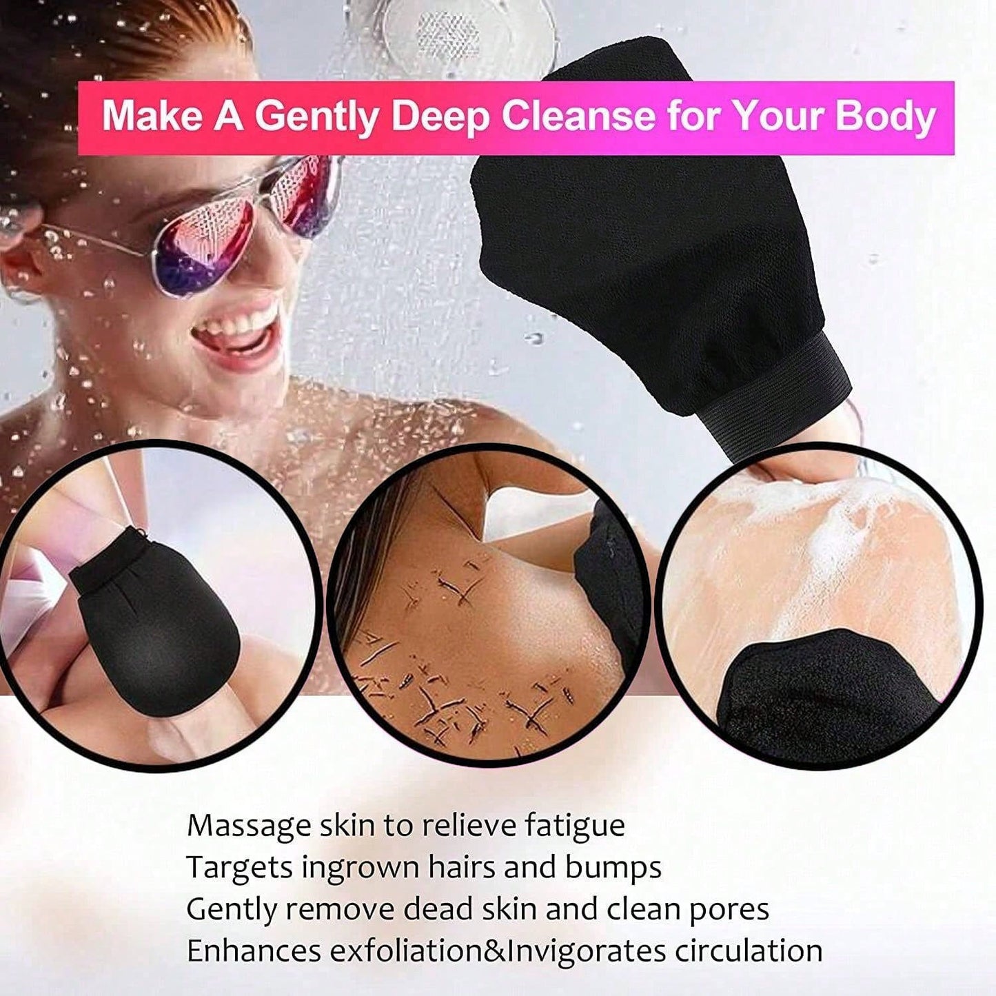1 Set Korean Exfoliating Gloves- Effectively Removes Dead Skin, Suitable For Spray Tanning Or Keratosis Pilaris, Made Of 100% Viscose Fiber