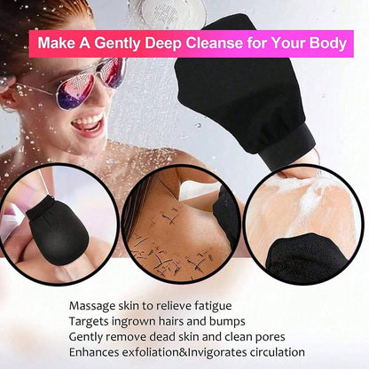 1 Set Korean Exfoliating Gloves- Effectively Removes Dead Skin, Suitable For Spray Tanning Or Keratosis Pilaris, Made Of 100% Viscose Fiber