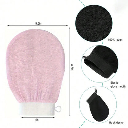 1 Set Korean Exfoliating Gloves- Effectively Removes Dead Skin, Suitable For Spray Tanning Or Keratosis Pilaris, Made Of 100% Viscose Fiber