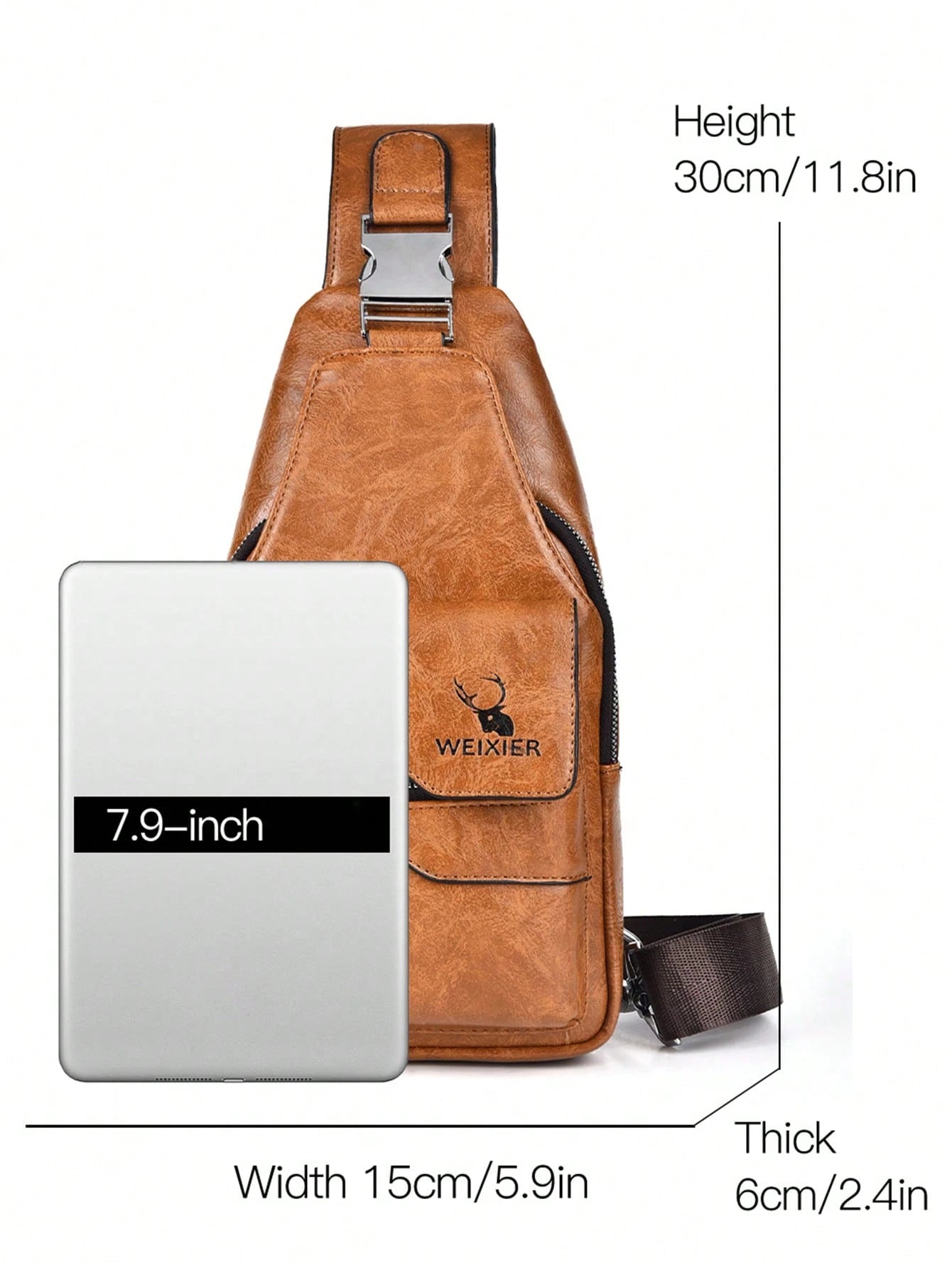1 Set Men Sling Bag/Messenger Bag/Chest Bag/Shoulder Bag/Clutch Bag/Waist Bag, Made Of PU Leather, Multi-Pocket Design With Adjustable Strap, Suitable For Work, School, Business Trip, Shopping Shoulde