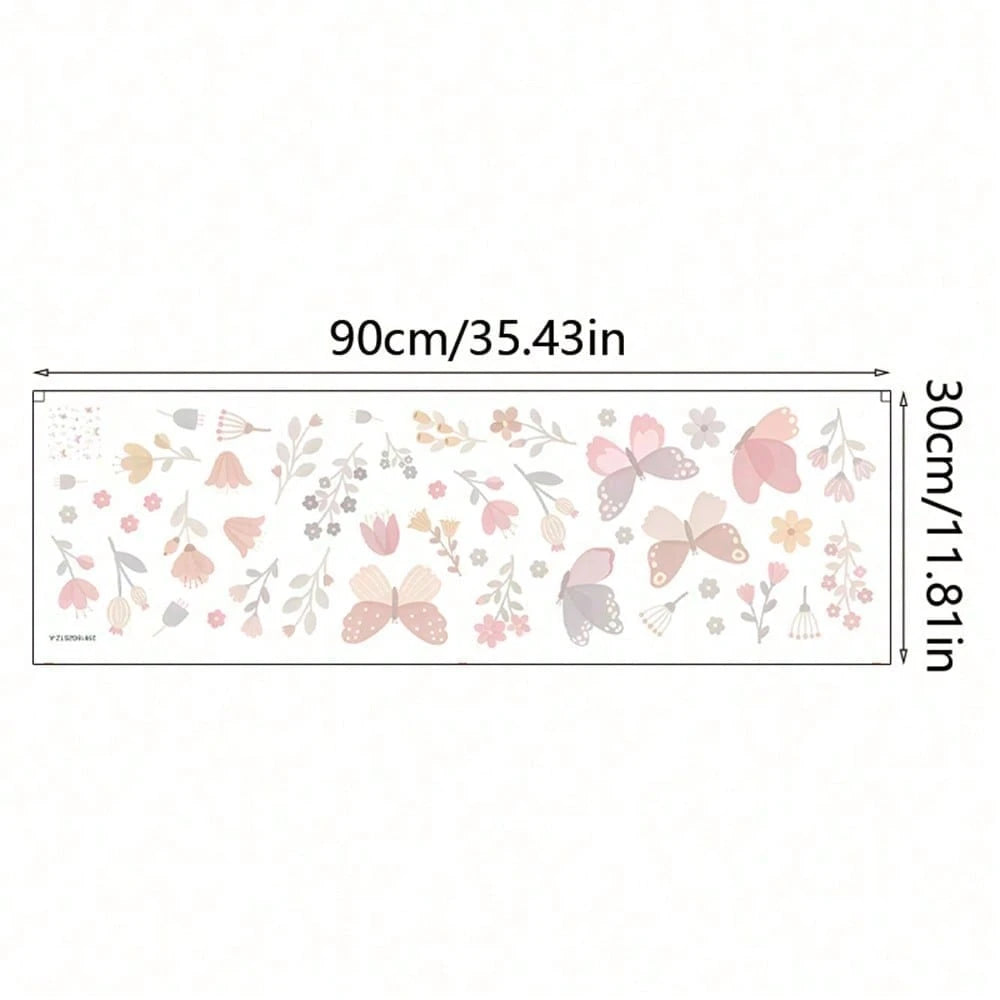 1 Set Of Imaginative Butterfly & Floral Wall Stickers- Vibrant Pink Design, Vinyl Self-Adhesive Material, Suitable For Kids' Playroom, Living Room, Bedroom, Home Decor- Easy To Remove And Reuse, But