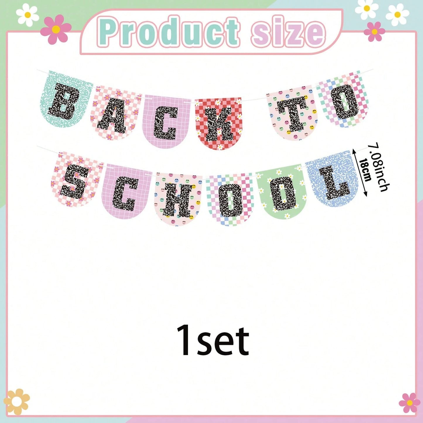 1 Set Paper Bunting/ 9pcs Paper Spiral Hanging Decorations Kindergarten Back To School Banner First Day Welcome Back Party Decor Classroom Decoration First Day Party Supplies Classroom Bulletin Board