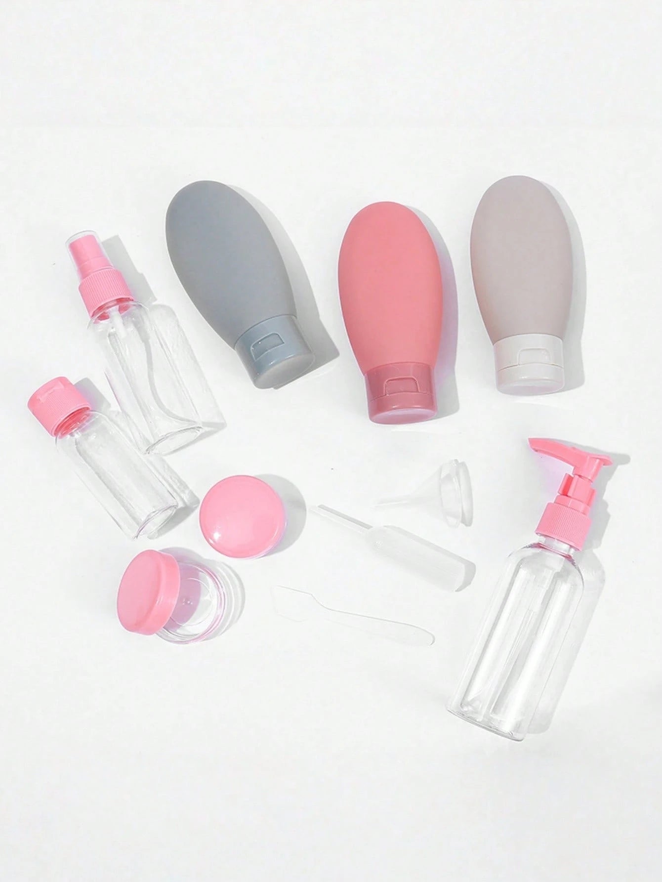 1 Set- Round Shoulder Transparent Lotion Pump Bottle, Clip Pump Makeup Remover Oil Pump Dispenser, Plastic PET Cosmetic