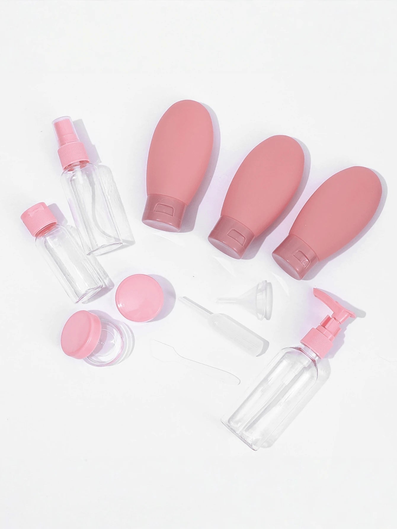 1 Set- Round Shoulder Transparent Lotion Pump Bottle, Clip Pump Makeup Remover Oil Pump Dispenser, Plastic PET Cosmetic