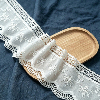 1 Yard White Embroidery Lace Trim 10.5cm Wide Floral Lace Fabric For Sewing DIY Clothing Decoration Accessories