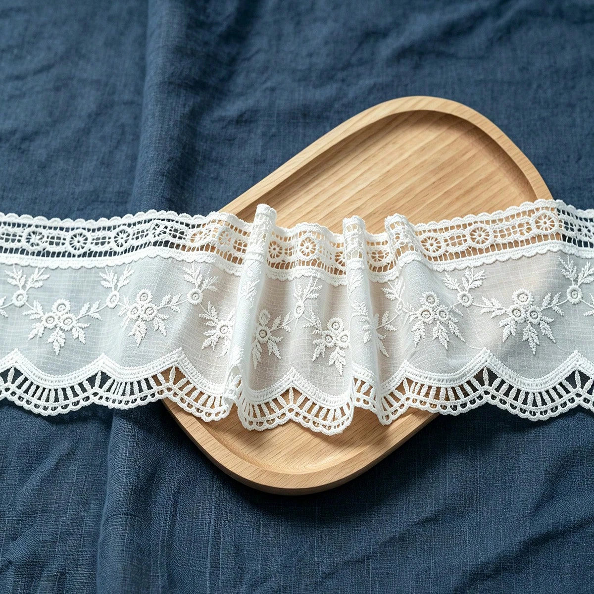 1 Yard White Embroidery Lace Trim 10.5cm Wide Floral Lace Fabric For Sewing DIY Clothing Decoration Accessories