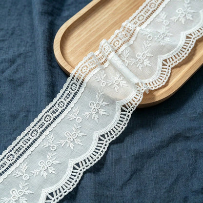1 Yard White Embroidery Lace Trim 10.5cm Wide Floral Lace Fabric For Sewing DIY Clothing Decoration Accessories