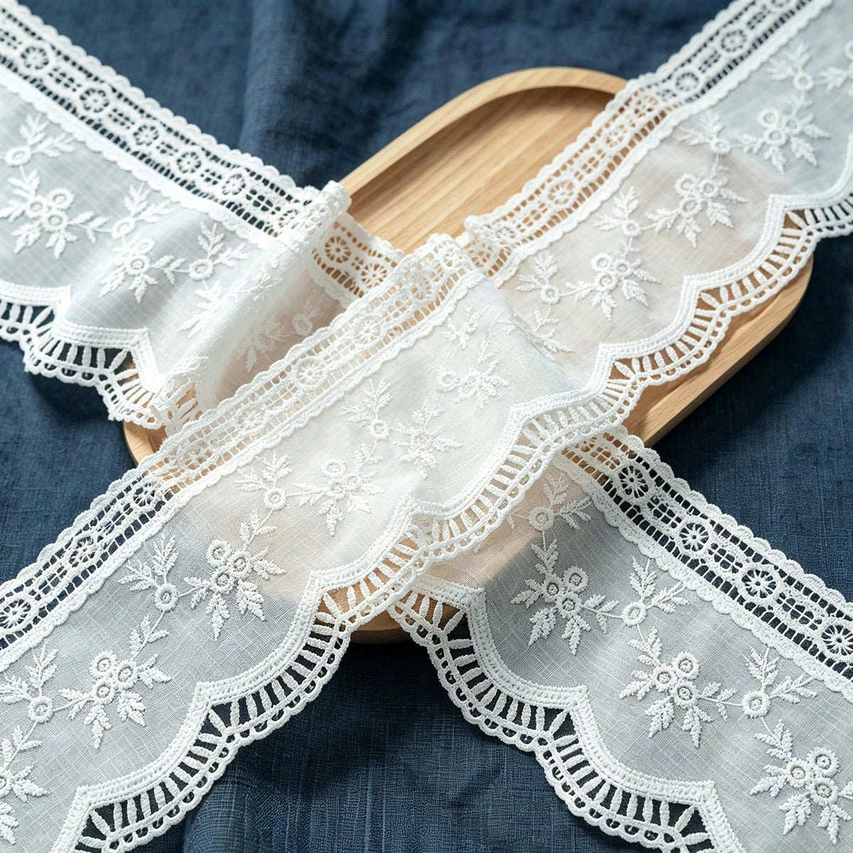 1 Yard White Embroidery Lace Trim 10.5cm Wide Floral Lace Fabric For Sewing DIY Clothing Decoration Accessories