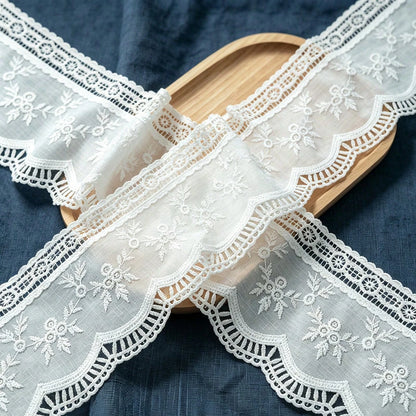 1 Yard White Embroidery Lace Trim 10.5cm Wide Floral Lace Fabric For Sewing DIY Clothing Decoration Accessories