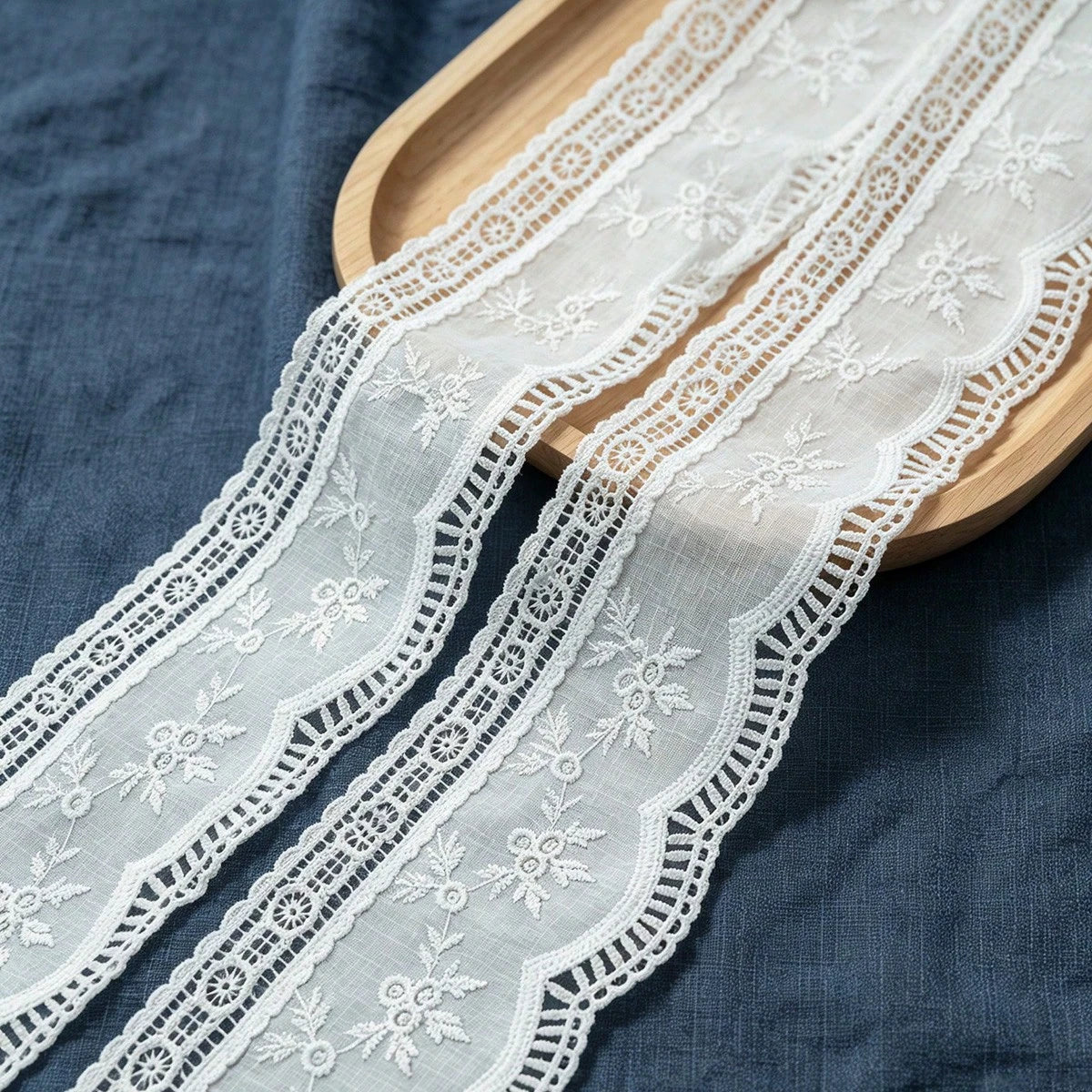 1 Yard White Embroidery Lace Trim 10.5cm Wide Floral Lace Fabric For Sewing DIY Clothing Decoration Accessories