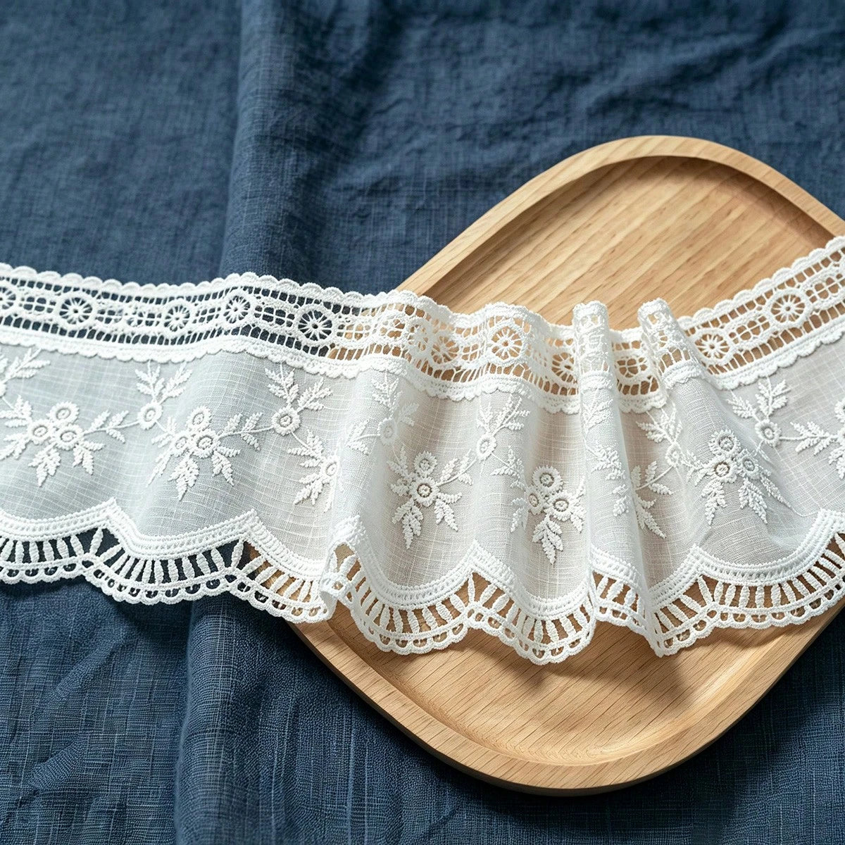 1 Yard White Embroidery Lace Trim 10.5cm Wide Floral Lace Fabric For Sewing DIY Clothing Decoration Accessories