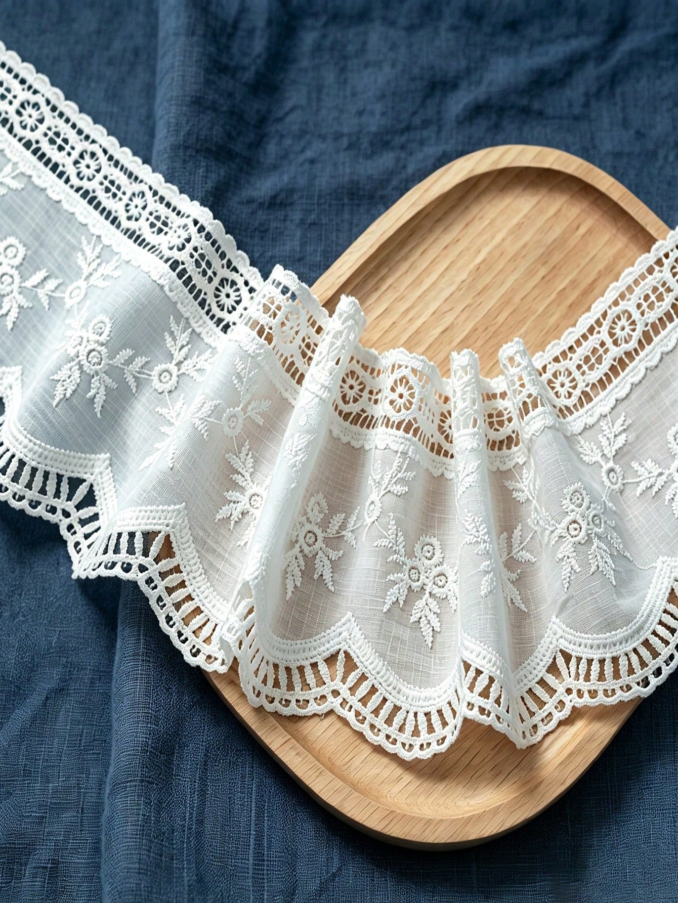 1 Yard White Embroidery Lace Trim 10.5cm Wide Floral Lace Fabric For Sewing DIY Clothing Decoration Accessories