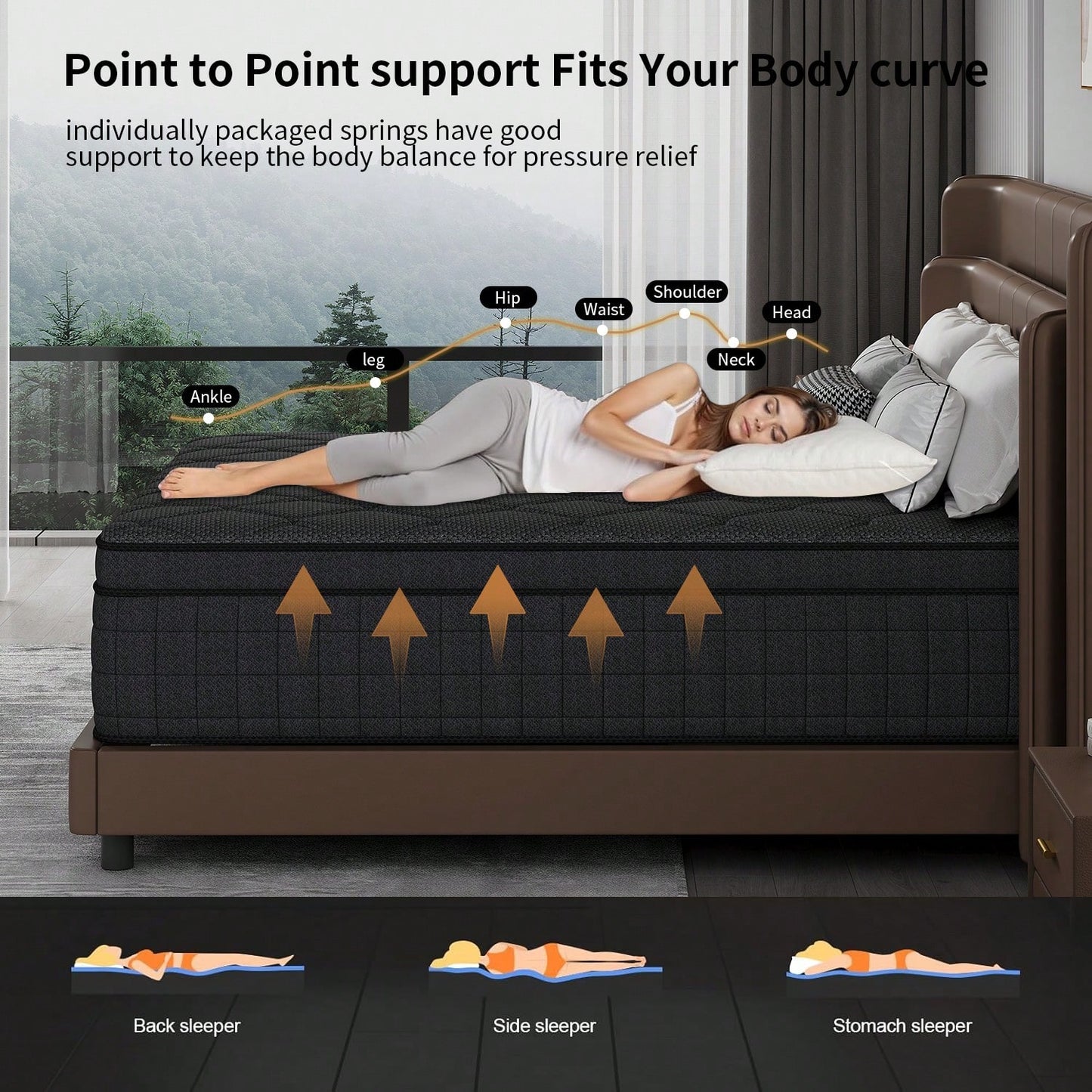 10/12/14 Inch Queen Hybrid Mattress In A Box, Pocket Spring, Breathable, Motion Isolation, Medium Firm