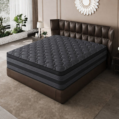 10"12"14" Queen Mattres Twin Full Queen King Size Bed Mattress In A Box, Hybrid Pocket Spring Breathable Cotton Layer Mattress For Motion Isolation & Silent Sleep, Lumbar Support & Pressure Relief, Me