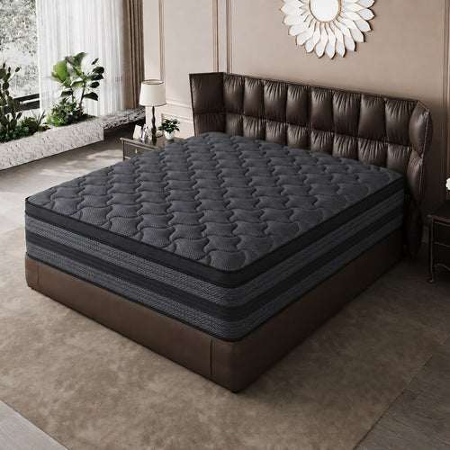 10"12"14" Queen Mattres Twin Full Queen King Size Bed Mattress In A Box, Hybrid Pocket Spring Breathable Cotton Layer Mattress For Motion Isolation & Silent Sleep, Lumbar Support & Pressure Relief, Me