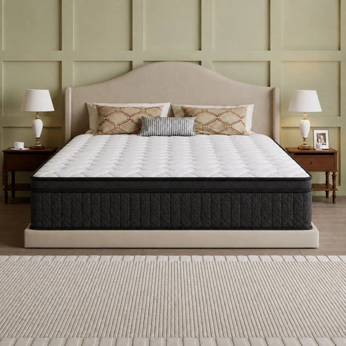 10"12"14" Queen Mattres Twin Full Queen King Size Bed Mattress In A Box, Hybrid Pocket Spring Breathable Cotton Layer Mattress For Motion Isolation & Silent Sleep, Lumbar Support & Pressure Relief, Me