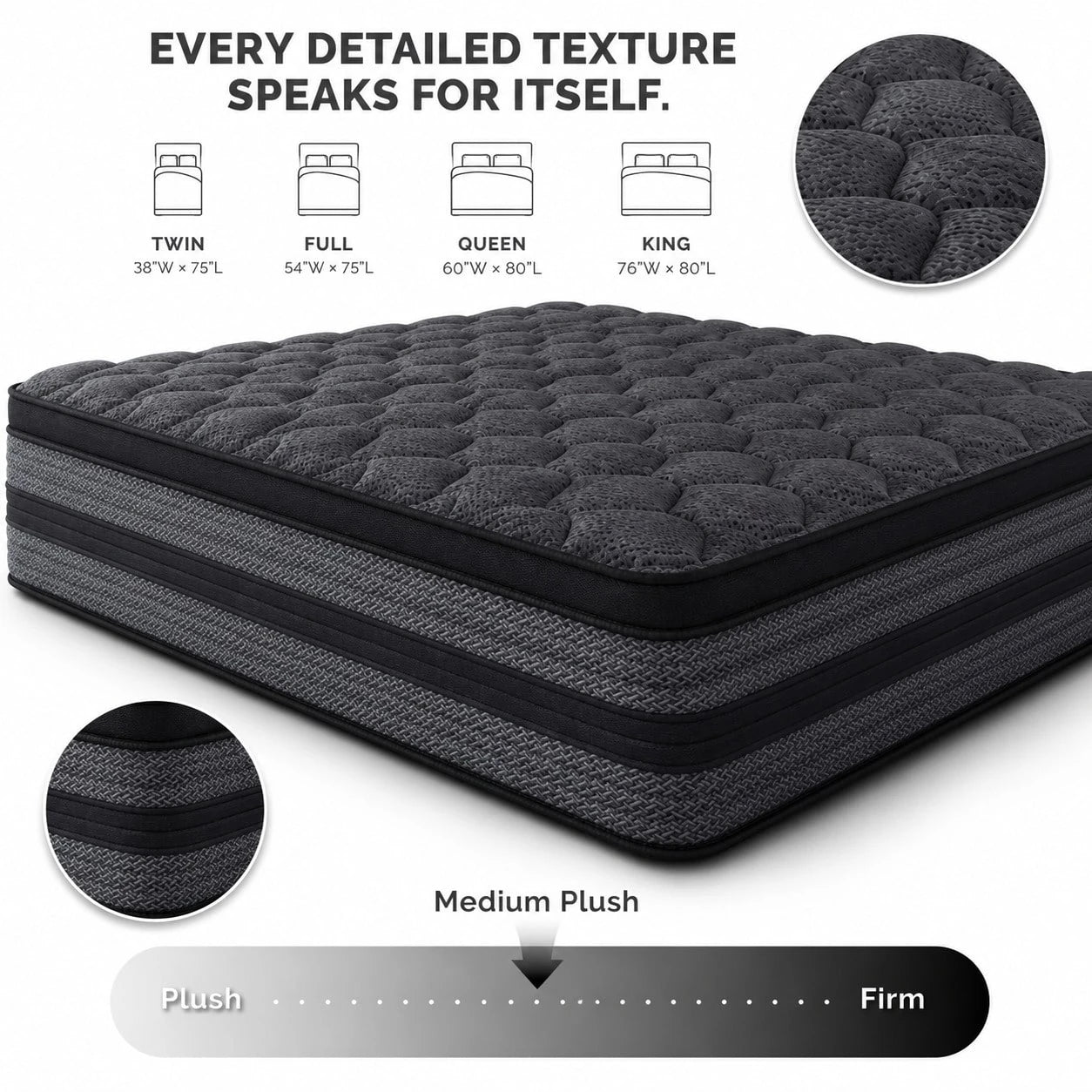10"12"14" Queen Mattres Twin Full Queen King Size Bed Mattress In A Box, Hybrid Pocket Spring Breathable Cotton Layer Mattress For Motion Isolation & Silent Sleep, Lumbar Support & Pressure Relief, Me