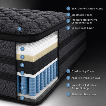 10"12"14" Queen Mattres Twin Full Queen King Size Bed Mattress In A Box, Hybrid Pocket Spring Breathable Cotton Layer Mattress For Motion Isolation & Silent Sleep, Lumbar Support & Pressure Relief, Me