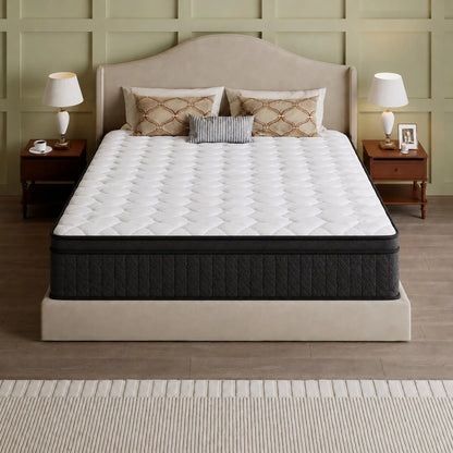 10"12"14" Queen Mattres Twin Full Queen King Size Bed Mattress In A Box, Hybrid Pocket Spring Breathable Cotton Layer Mattress For Motion Isolation & Silent Sleep, Lumbar Support & Pressure Relief, Me