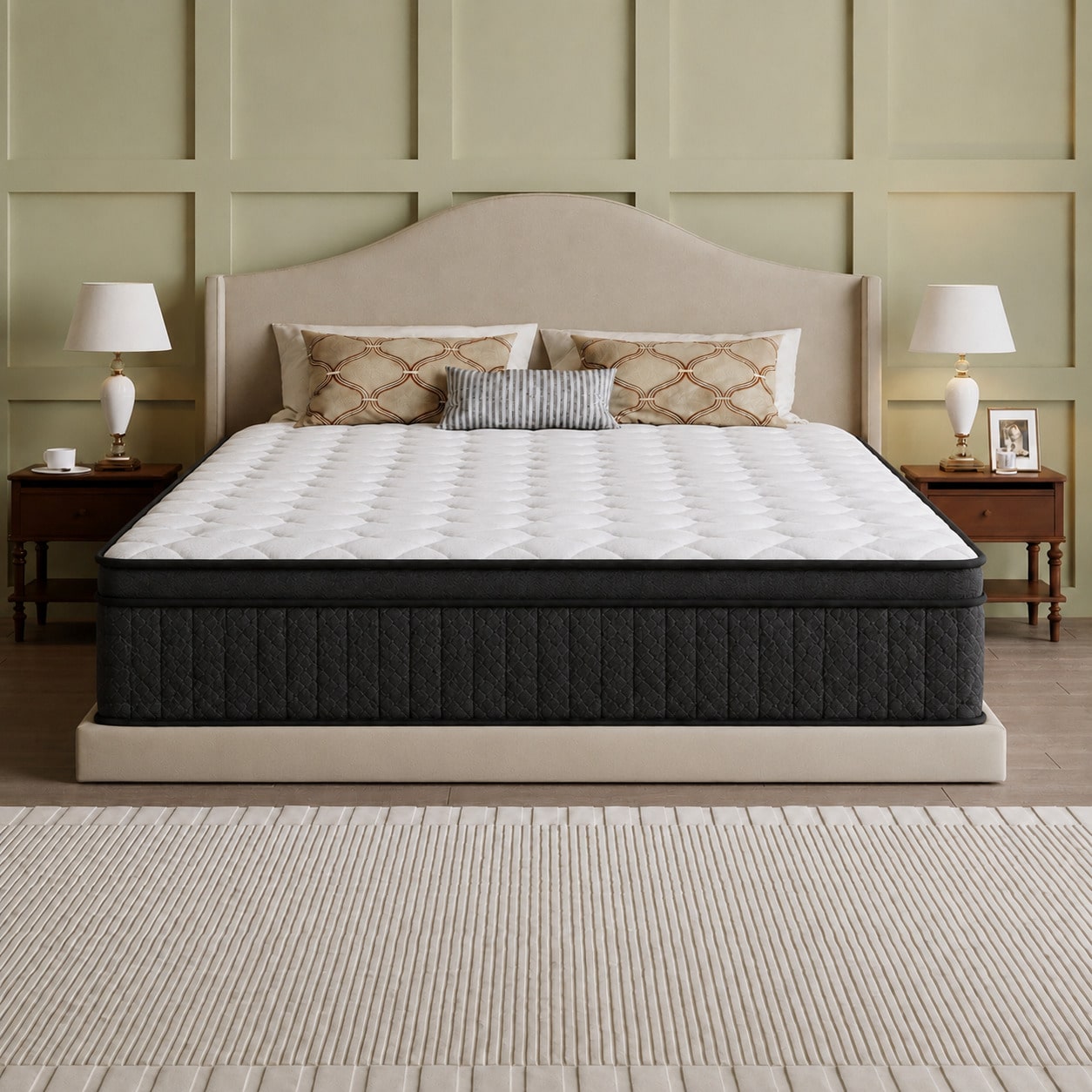 10"12"14" Queen Mattres Twin Full Queen King Size Bed Mattress In A Box, Hybrid Pocket Spring Breathable Cotton Layer Mattress For Motion Isolation & Silent Sleep, Lumbar Support & Pressure Relief, Me