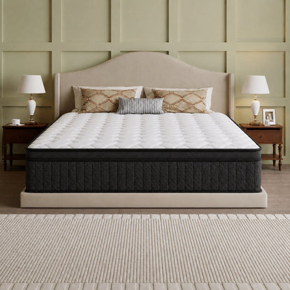 10"12"14" Queen Mattres Twin Full Queen King Size Bed Mattress In A Box, Hybrid Pocket Spring Breathable Cotton Layer Mattress For Motion Isolation & Silent Sleep, Lumbar Support & Pressure Relief, Me