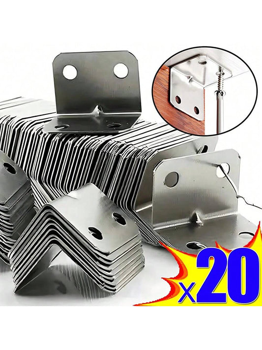 10/20/40pcs HORN Stainless Steel Corner Brackets- Durable, Silvery, 31*24*24mm, For Chairs, Bookshelves, Doors, Tables, Beds, Cabinets, With Easy Assembly, Non-Electric, Industrial Tool, For Home & O