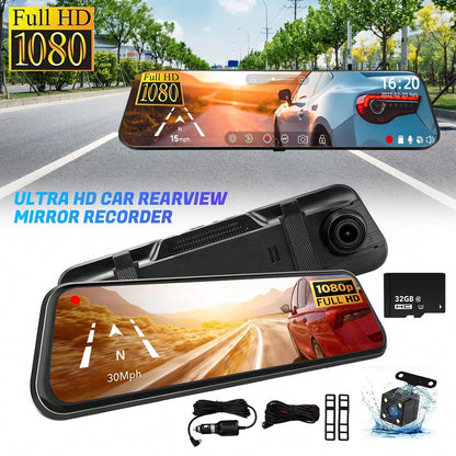 10-Inch Dashcam Dual Lens 1080P Front And Rear Camera, Waterproof & Reverse Parking Assistance Dual Cameras Offer 140° Wide-Angle View With Loop Recording Support Multiple Language Options. Suitable F