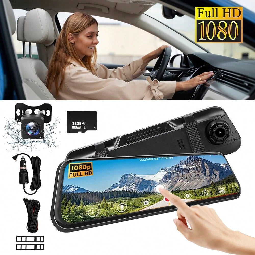 10-Inch Dashcam Dual Lens 1080P Front And Rear Camera, Waterproof & Reverse Parking Assistance Dual Cameras Offer 140° Wide-Angle View With Loop Recording Support Multiple Language Options. Suitable F