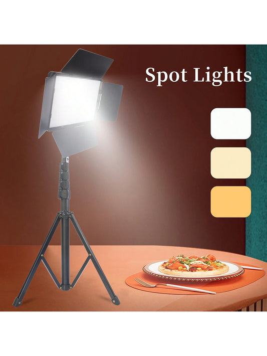 10-Inch Professional LED Studio Spotlight, Adjustable Tripod, Portable Lamp, Square Fill Lamp With Wind Deflection, Flexible Tripod Stand And Phone Stand For Festivals, Suitable For Selfies, Video Rec