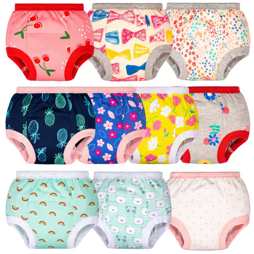 10-Pack Baby Girls Potty Training Pants, Soft Cotton Training Underwear For Toddlers, 12M-10Y
