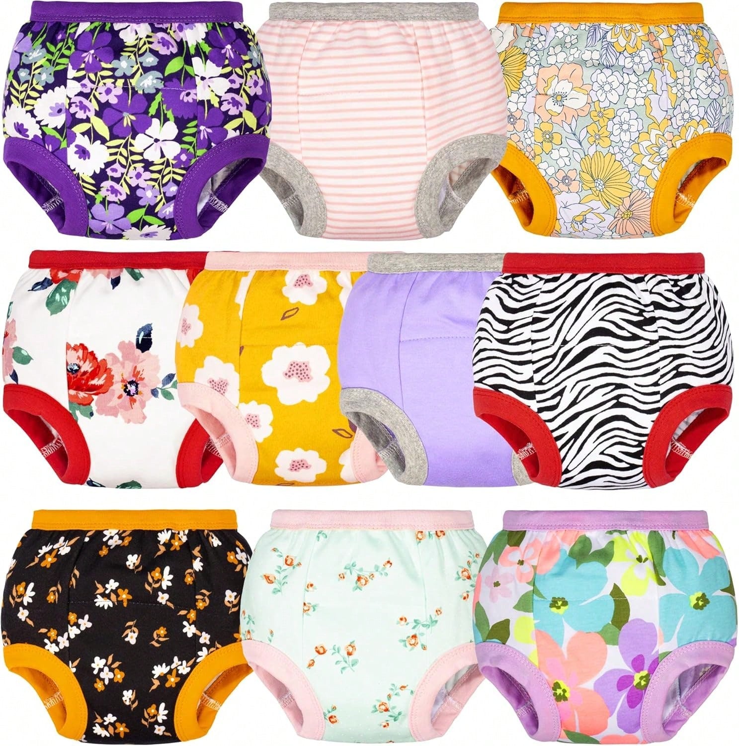 10-Pack Baby Girls Potty Training Pants, Soft Cotton Training Underwear For Toddlers, 12M-10Y