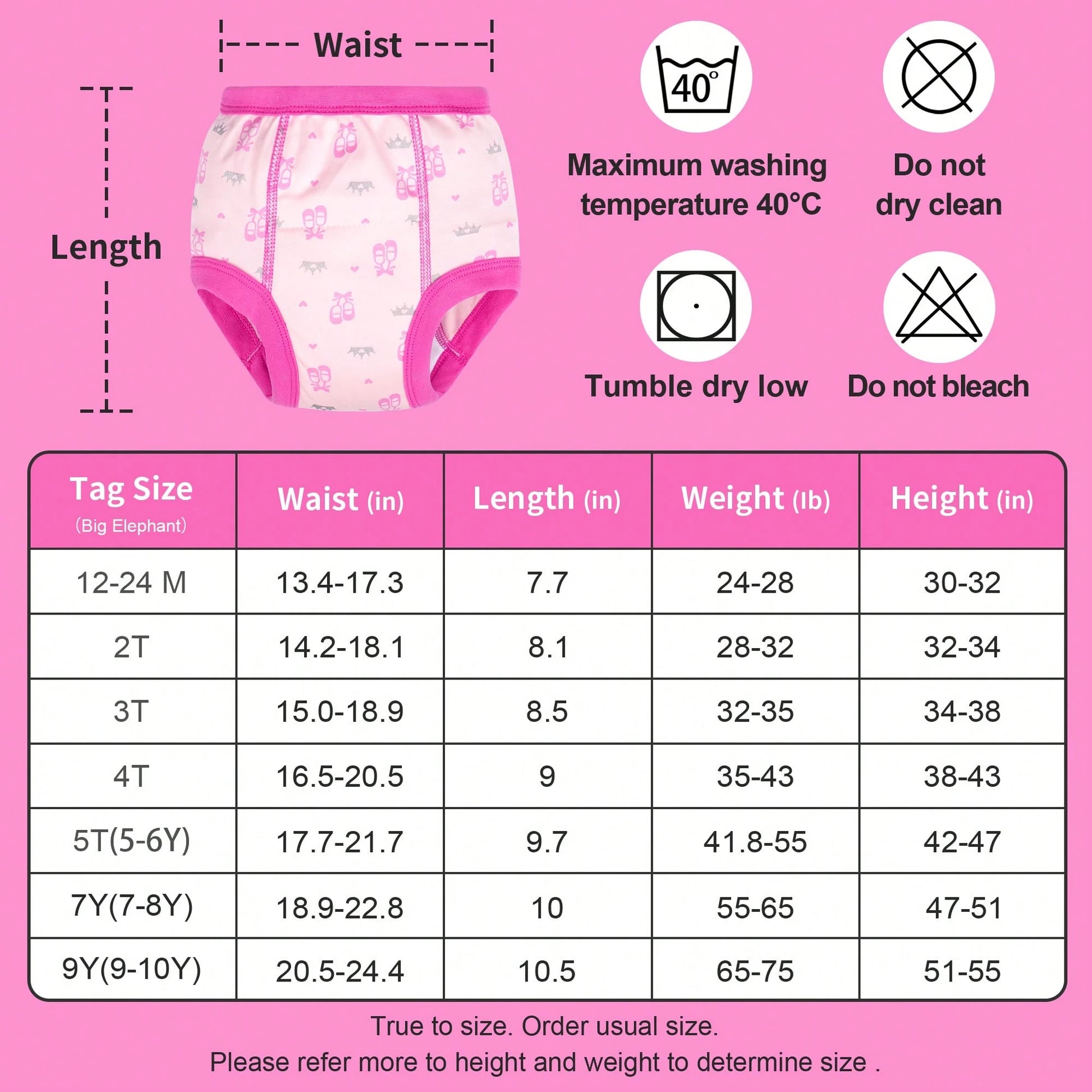 10-Pack Baby Girls Potty Training Pants, Soft Cotton Training Underwear For Toddlers, 12M-10Y