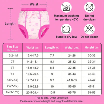 10-Pack Baby Girls Potty Training Pants, Soft Cotton Training Underwear For Toddlers, 12M-10Y