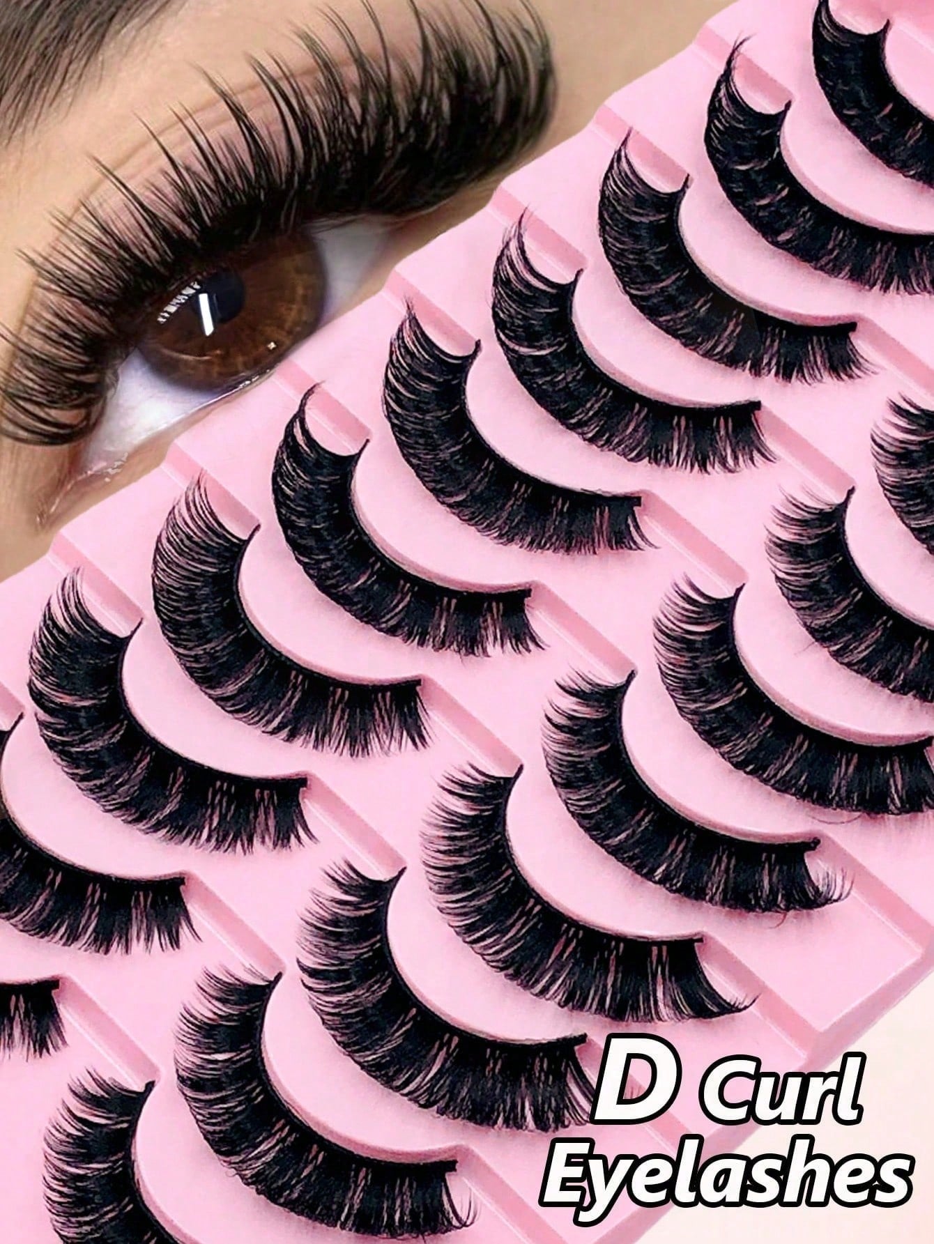 10 Pairs D Curl Russian Volume False Eyelashes, Dense & Natural, Fluffy & Full, Long & Thick, 3D Effect