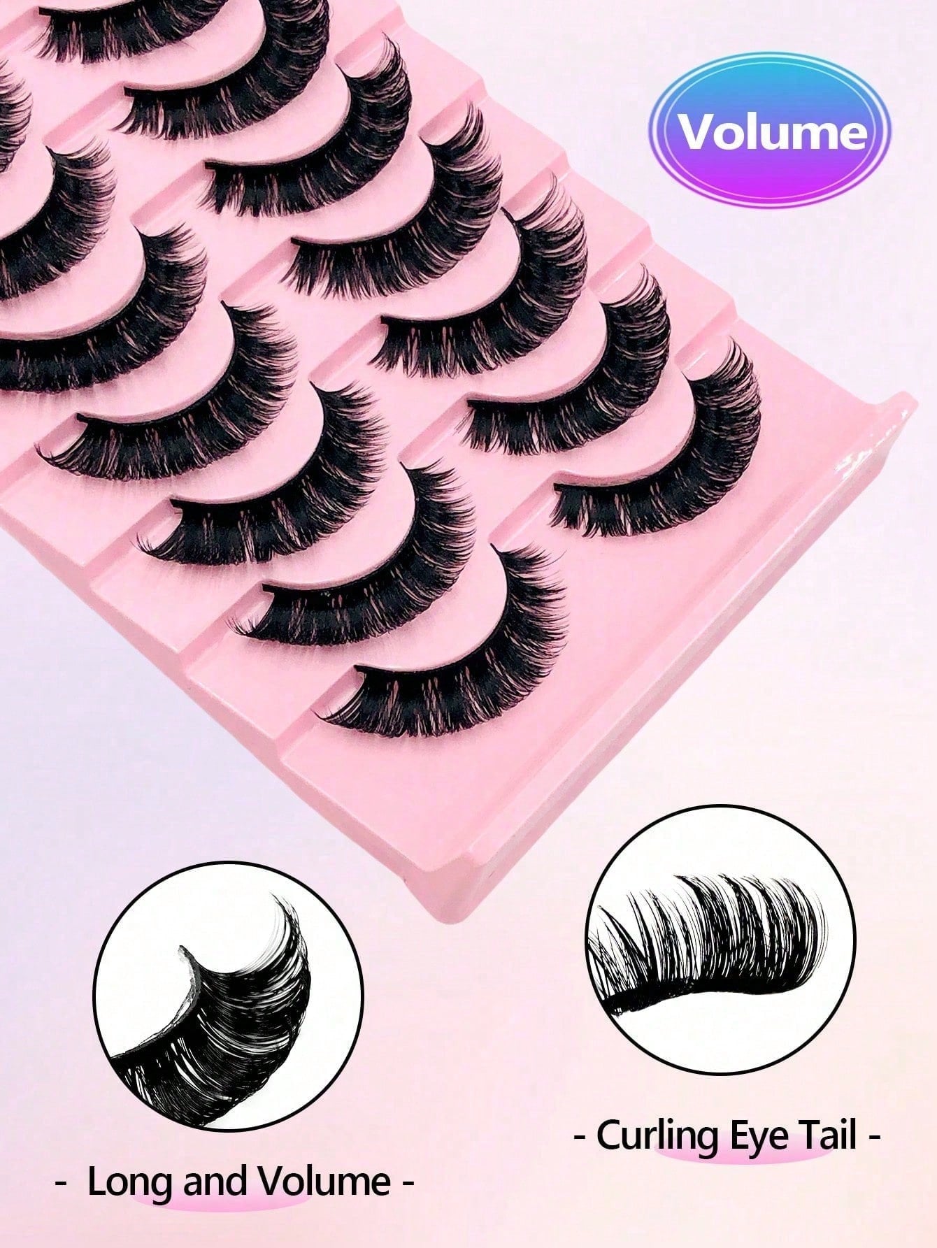 10 Pairs D Curl Russian Volume False Eyelashes, Dense & Natural, Fluffy & Full, Long & Thick, 3D Effect