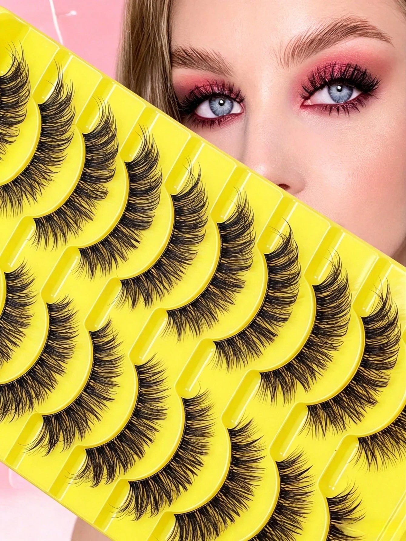 10 Pairs Of European And American Style Full False Eyelashes, Transparent Stem, Thick Curled Eyelashes