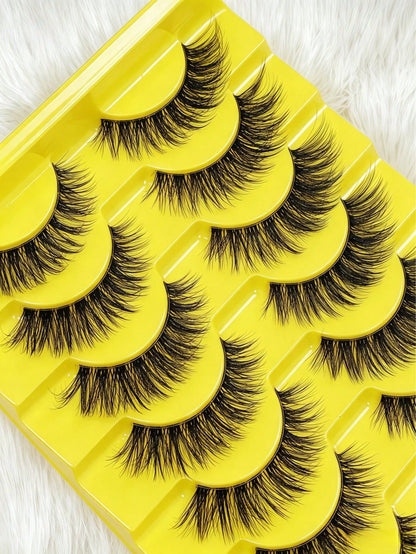 10 Pairs Of European And American Style Full False Eyelashes, Transparent Stem, Thick Curled Eyelashes
