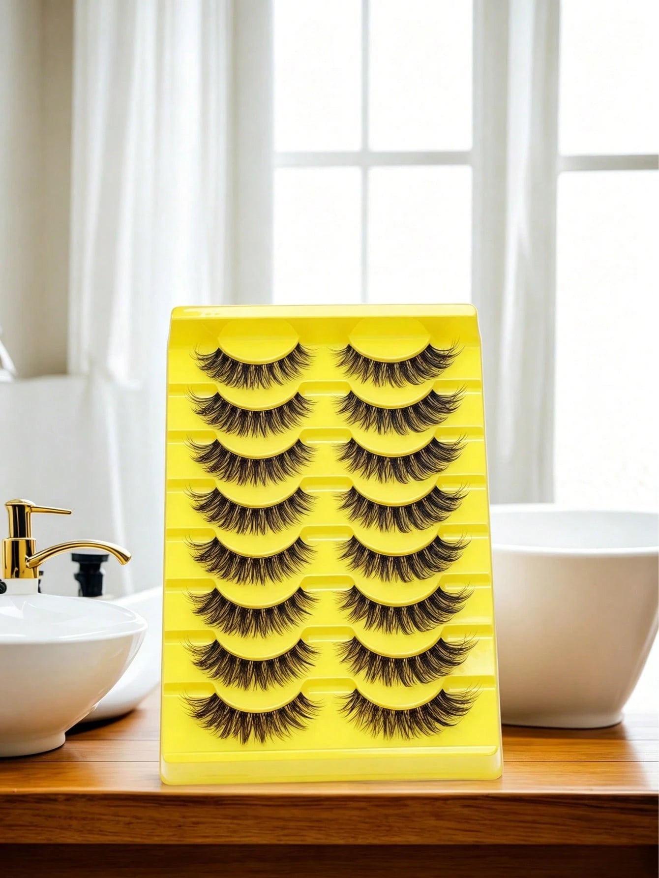 10 Pairs Of European And American Style Full False Eyelashes, Transparent Stem, Thick Curled Eyelashes