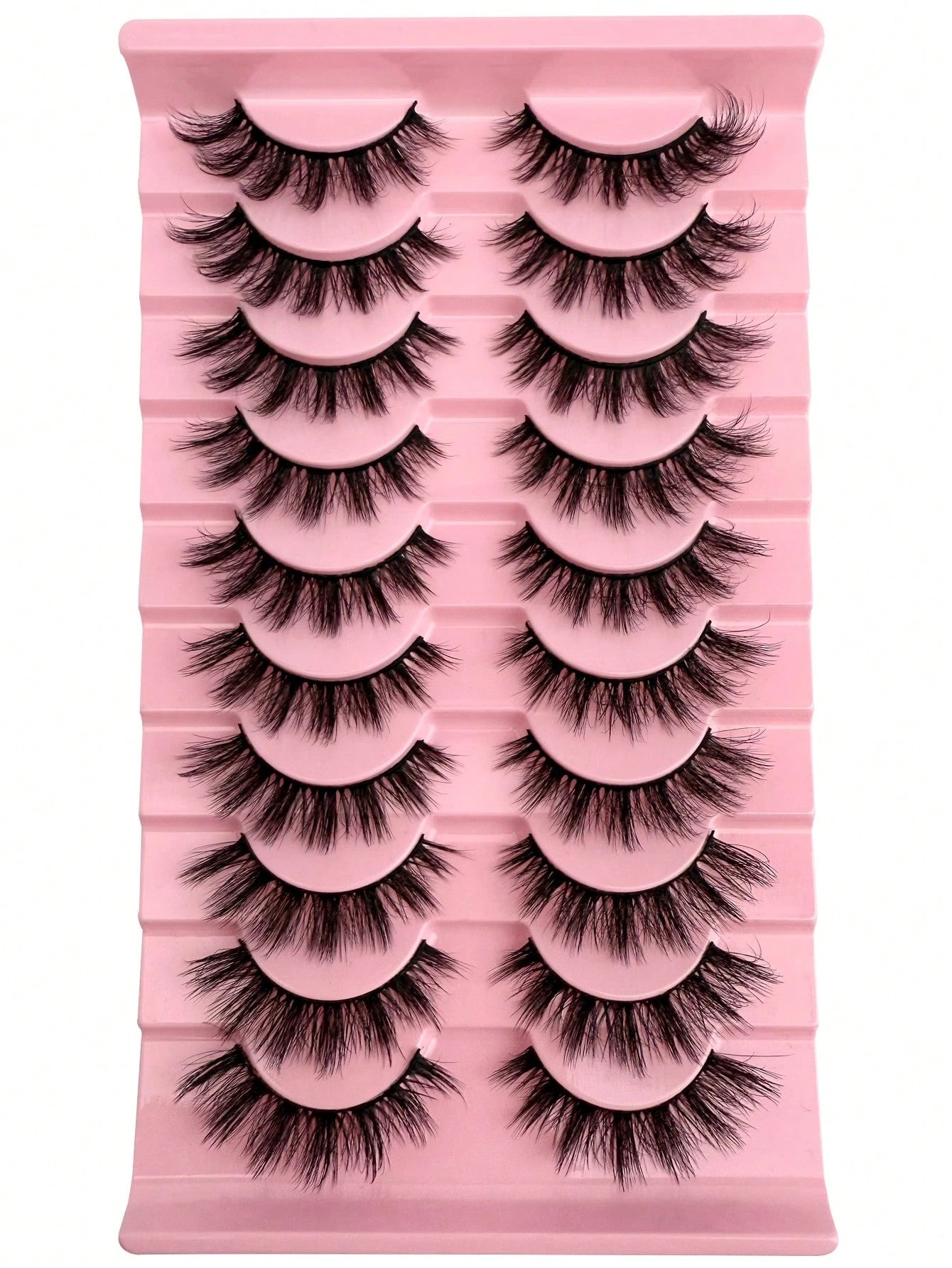 10 Pairs Of Natural False Eyelashes Thick 3D Fluffy Multi-Layer D Curl Russian Style Enlarged False Eyelashes High Curl Dense Whole Piece Eyelash Extension Travel Essential