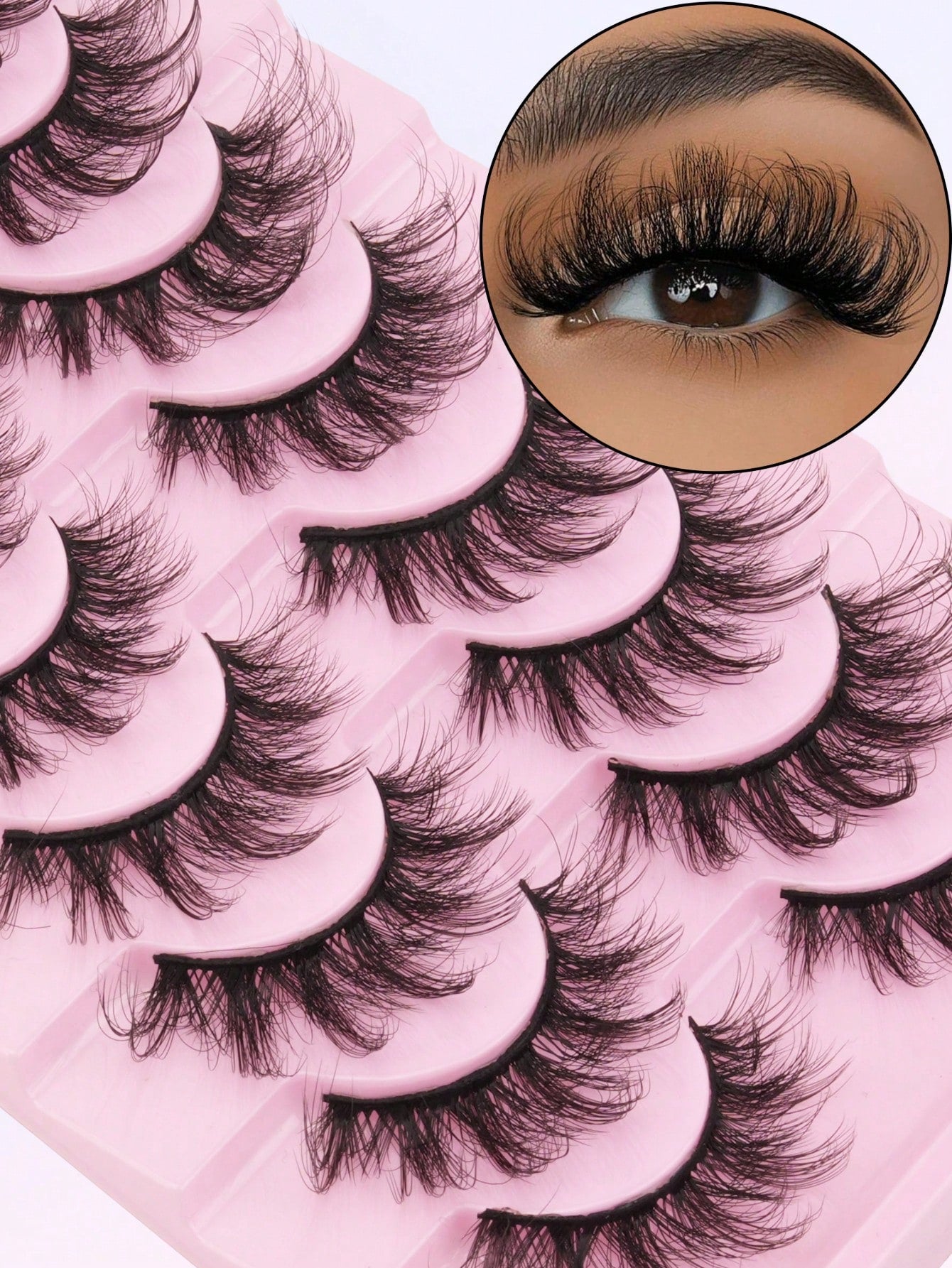 10 Pairs Of Natural False Eyelashes Thick 3D Fluffy Multi-Layer D Curl Russian Style Enlarged False Eyelashes High Curl Dense Whole Piece Eyelash Extension Travel Essential