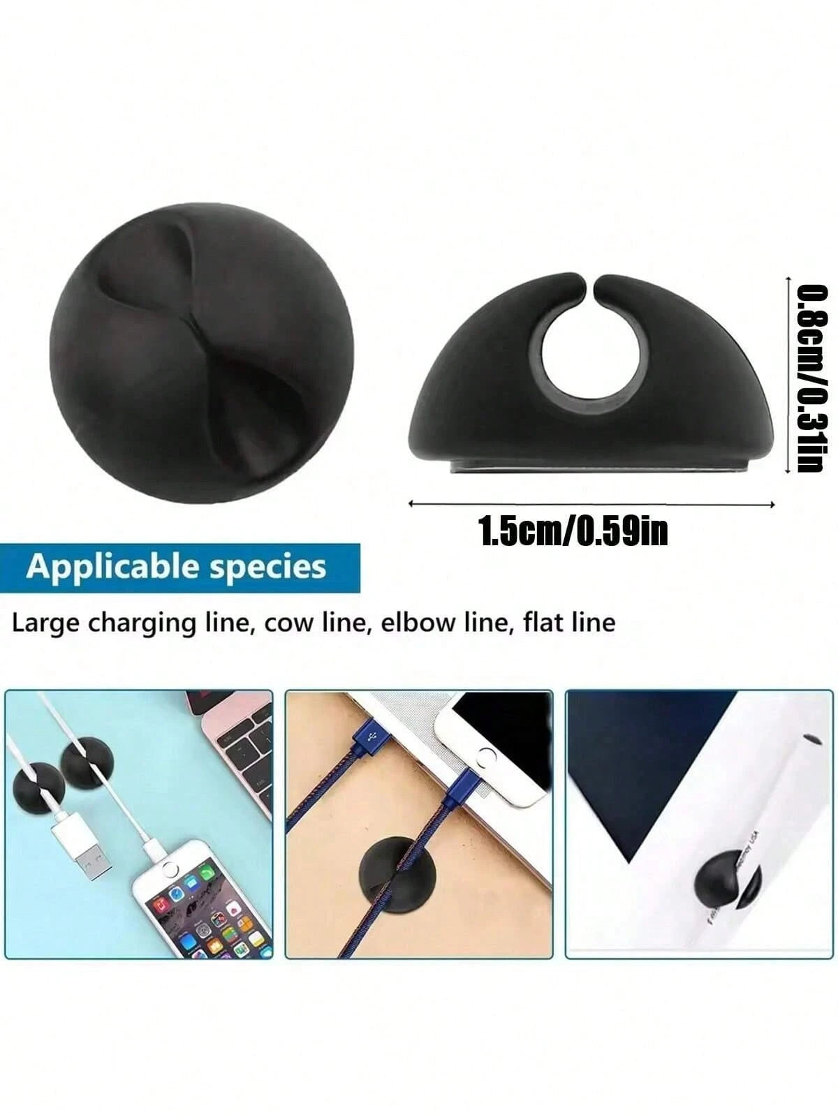 10 Pieces Silicone Cable Clamp, Desktop Data Cable Holder, Household Cable Clamp Organizer, Office And Car Charging Cable Organizer- Easy To Stick Design, Desktop, Charger Cable Winding Device, Cable