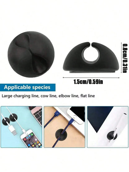 10 Pieces Silicone Cable Clamp, Desktop Data Cable Holder, Household Cable Clamp Organizer, Office And Car Charging Cable Organizer- Easy To Stick Design, Desktop, Charger Cable Winding Device, Cable