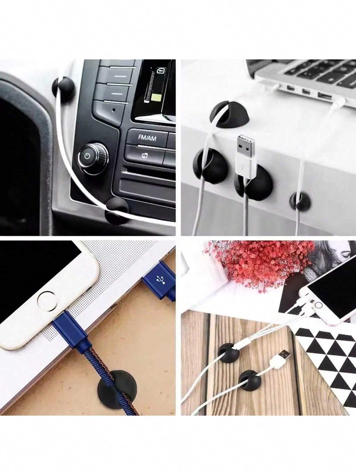 10 Pieces Silicone Cable Clamp, Desktop Data Cable Holder, Household Cable Clamp Organizer, Office And Car Charging Cable Organizer- Easy To Stick Design, Desktop, Charger Cable Winding Device, Cable