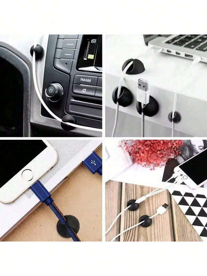 10 Pieces Silicone Cable Clamp, Desktop Data Cable Holder, Household Cable Clamp Organizer, Office And Car Charging Cable Organizer- Easy To Stick Design, Desktop, Charger Cable Winding Device, Cable