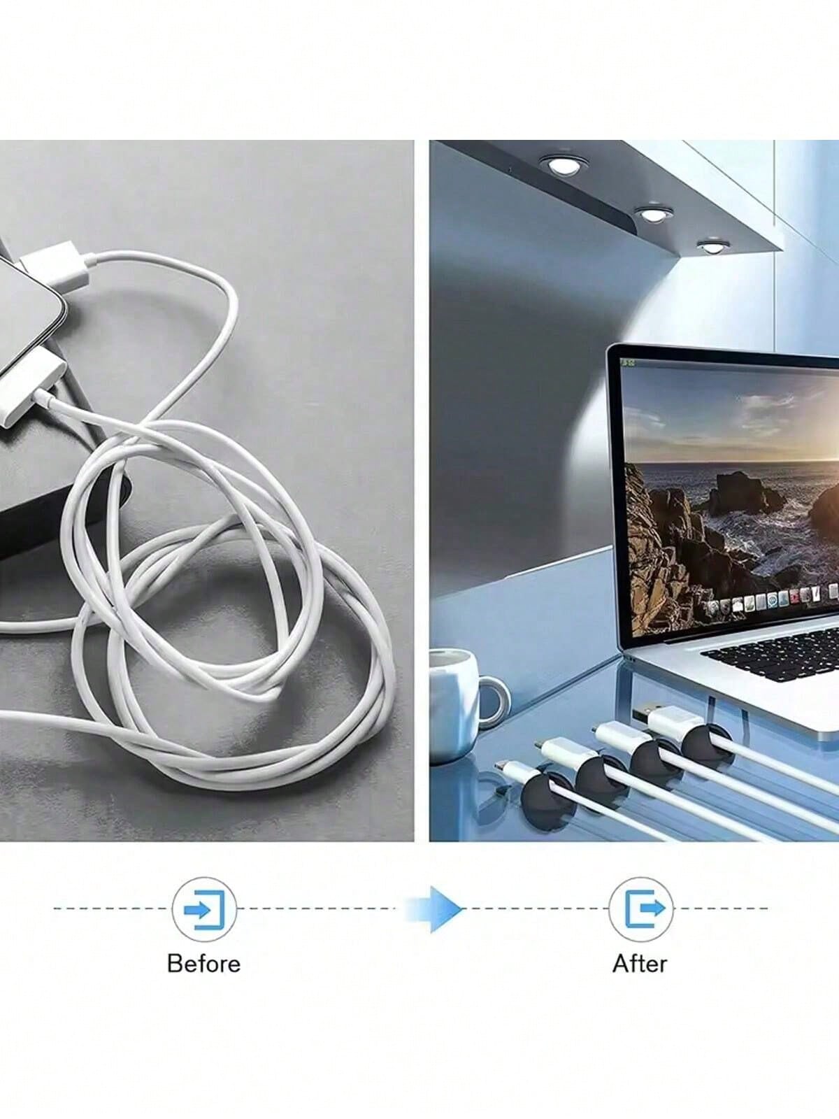 10 Pieces Silicone Cable Clamp, Desktop Data Cable Holder, Household Cable Clamp Organizer, Office And Car Charging Cable Organizer- Easy To Stick Design, Desktop, Charger Cable Winding Device, Cable