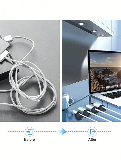10 Pieces Silicone Cable Clamp, Desktop Data Cable Holder, Household Cable Clamp Organizer, Office And Car Charging Cable Organizer- Easy To Stick Design, Desktop, Charger Cable Winding Device, Cable
