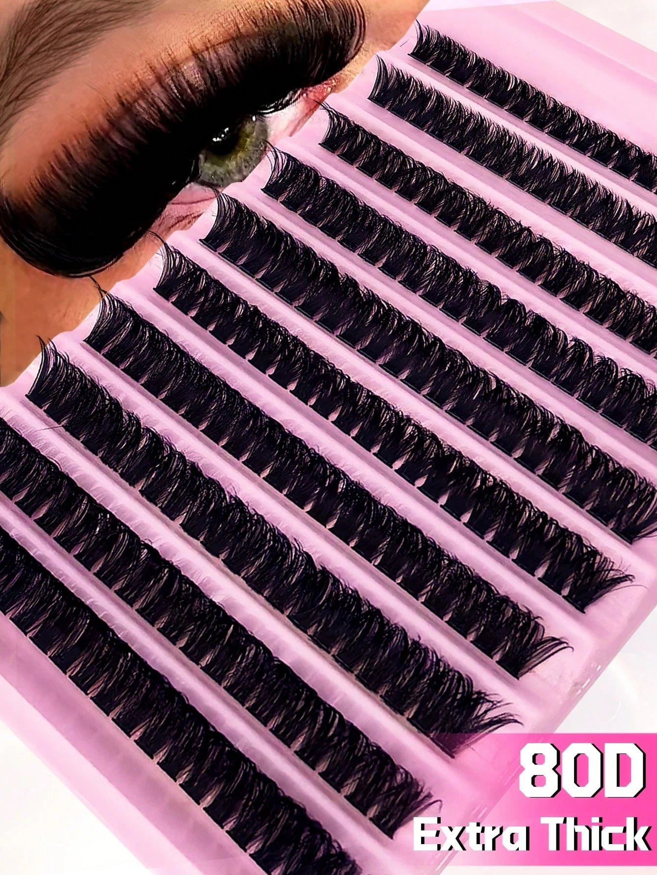 10 Rows 200pcs Individual Cluster Eyelashes 80D Curl 8-16mm DIY Eyelash Extension Kit Natural Thick Fluffy Slim Lightweight Soft Reusable False Eyelashes Suitable For Beginners Home Daily Makeup Weddi