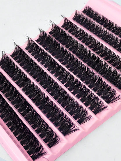 10 Rows 200pcs Individual Cluster Eyelashes 80D Curl 8-16mm DIY Eyelash Extension Kit Natural Thick Fluffy Slim Lightweight Soft Reusable False Eyelashes Suitable For Beginners Home Daily Makeup Weddi