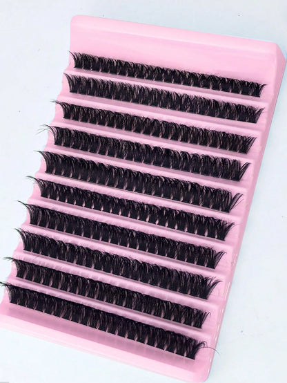 10 Rows 200pcs Individual Cluster Eyelashes 80D Curl 8-16mm DIY Eyelash Extension Kit Natural Thick Fluffy Slim Lightweight Soft Reusable False Eyelashes Suitable For Beginners Home Daily Makeup Weddi